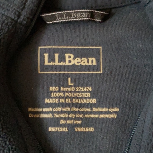 L.L. Bean Fleece  1/4 zip pullover sweater sweatshirt navy blue zipper pocket L - Picture 8 of 9